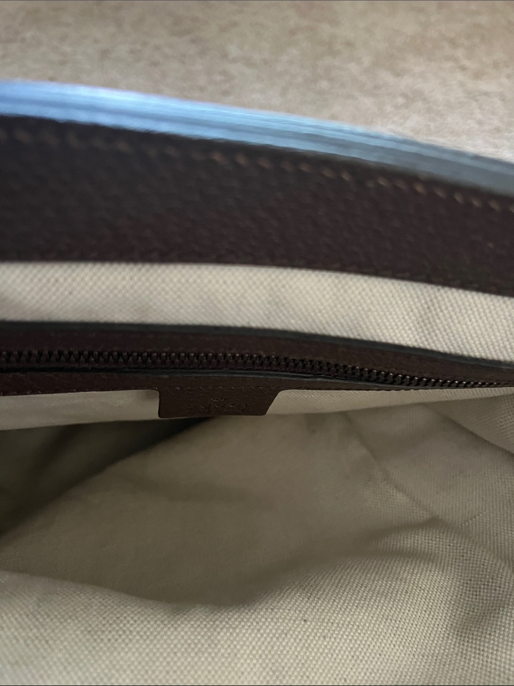 Gucci Beige GG Canvas Crossbody Tote with Brown Leather Trim - Picture 5 of 6